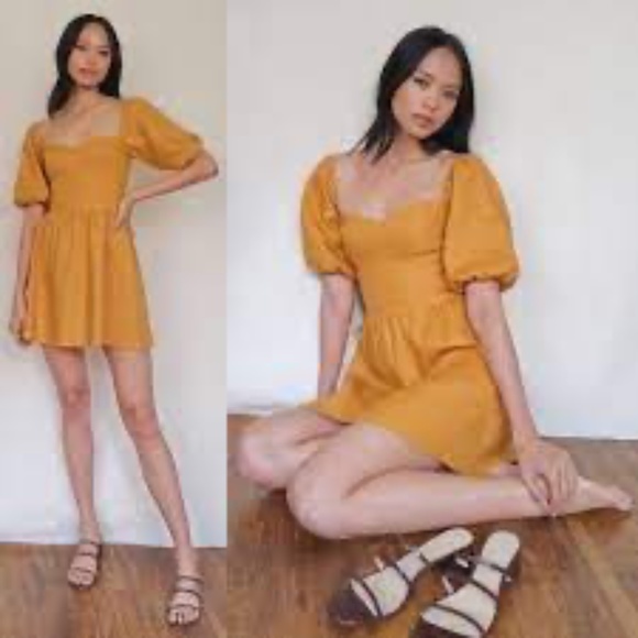 Reformation Harris Dress Ochre - Picture 3 of 3